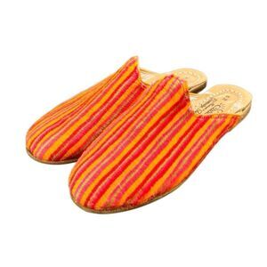 Sabah Arrival Baba Striped Mule Sandals. Orange. Made in Turkey. Size 39